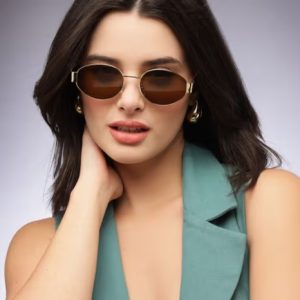Brown UV Protection Oval Full Rim Casual Women Sunglass - VS 2301-Gold-BRN (40)