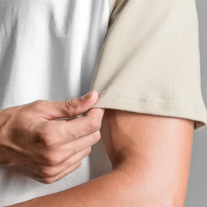 Alternative view of Heavy Relaxed Raglan T-shirt — Khaki & White
