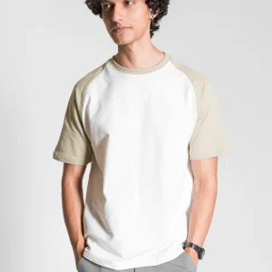 Heavy Relaxed Raglan T-shirt — Khaki & White