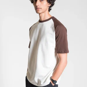 Heavy Relaxed Raglan T-shirt — Dark Brown & White
