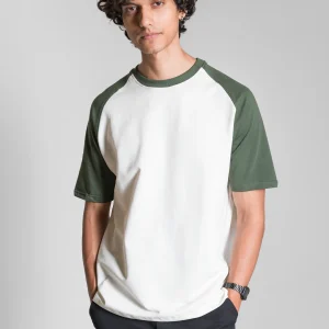 Heavy Relaxed Raglan T-shirt — Green & White