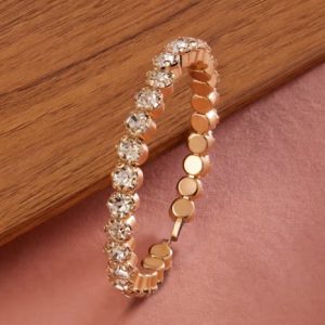 Gold Tone Dazzling Diamonds Contemporary Kada Bracelet-ZPFK13688