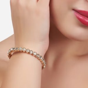 Alternative view of Gold Tone Dazzling Diamonds Contemporary Kada Bracelet-ZPFK13688