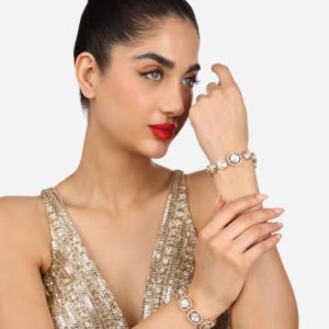 Alternative view of Pack of 2 Gold Tone Austrian Diamonds & Stones Bracelets