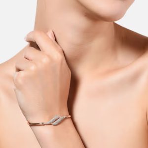 Rose Gold Contemporary Cubic Zirconia Bangle Style Brass Kada-ZPFK10383