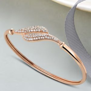 Alternative view of Rose Gold Contemporary Cubic Zirconia Bangle Style Brass Kada-ZPFK10383