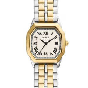 Women Beige Dial Octagon Stainless Steel Watch - ES5362