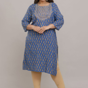 Women Plus Size Floral Printed Straight Kurta