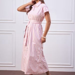 Alternative view of Women's Pink Stripe Cotton Maxi Dress